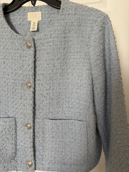 H&M Light Blue Bouclé Cropped Blazer - Picture 4 of 4
